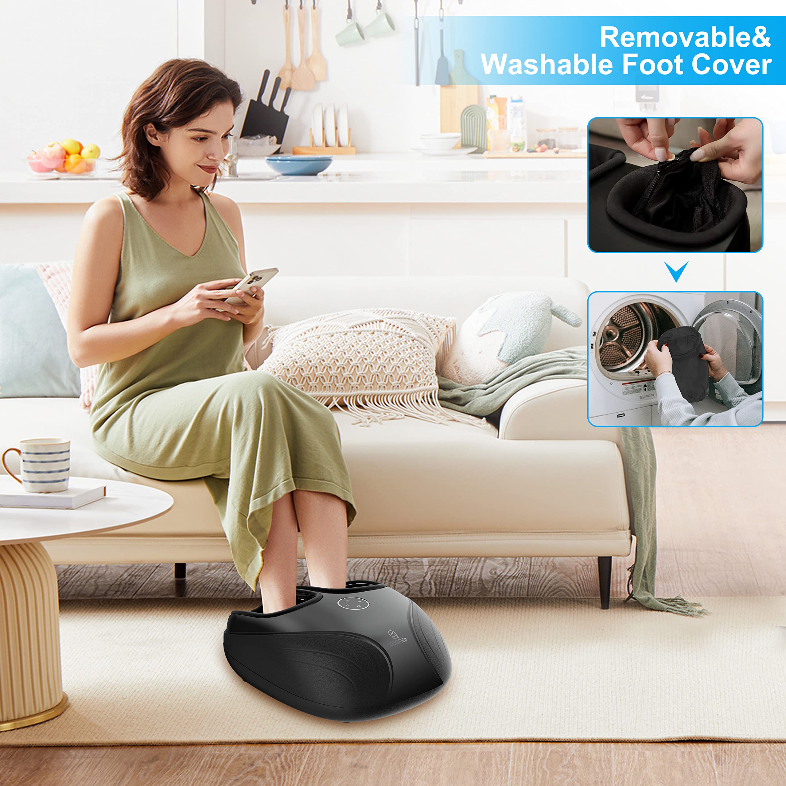 COMFIER Foot Massager Machine with Heat - Shiatsu Deep Kneading & Compression - Plantar Fasciitis Pain Relief - Electric Foot Massager - Very Good