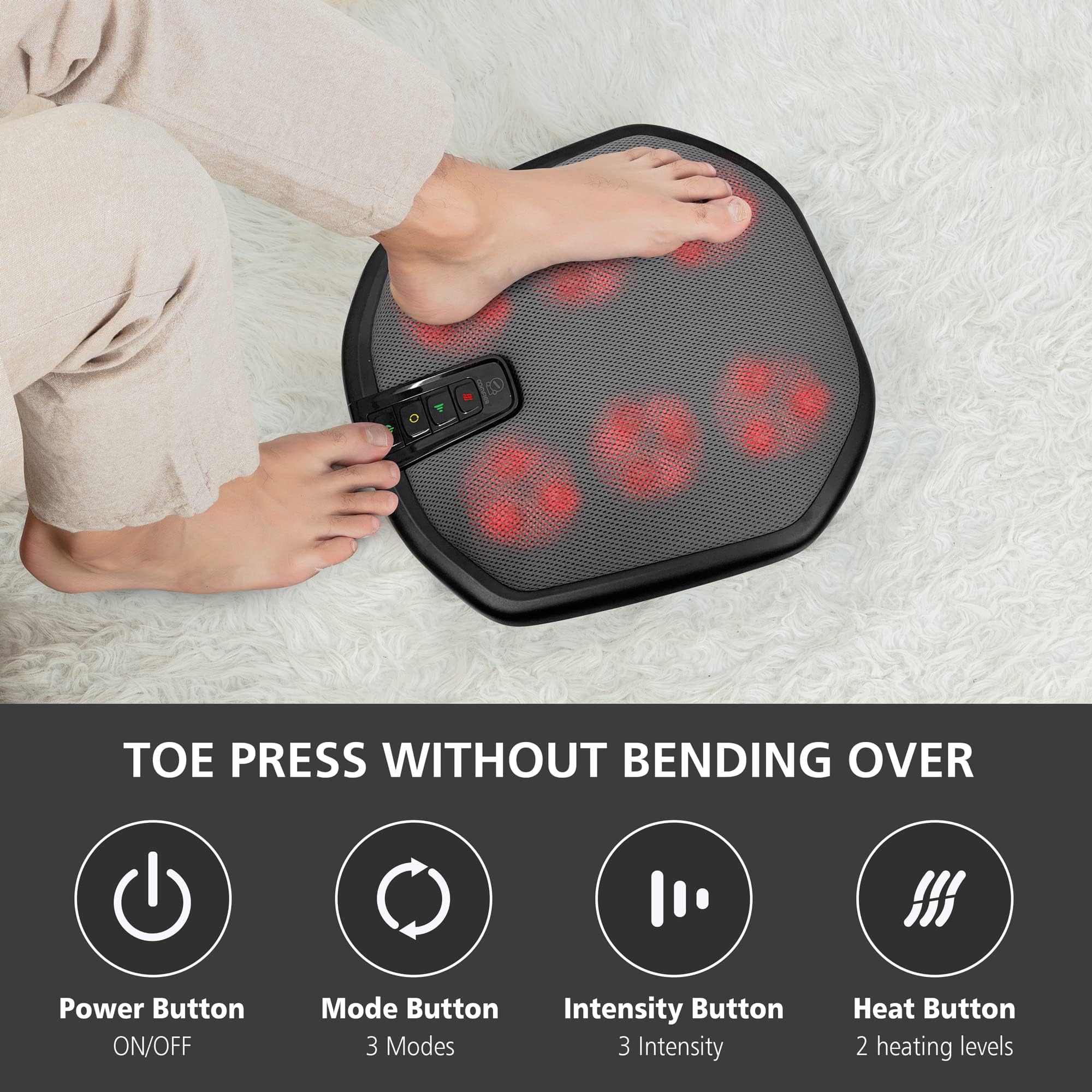 COMFIER Shiatsu Foot Massager Machine with Heat - Heated Foot Warmer for Pain Relief, Plantar Fasciitis - Black - Very Good