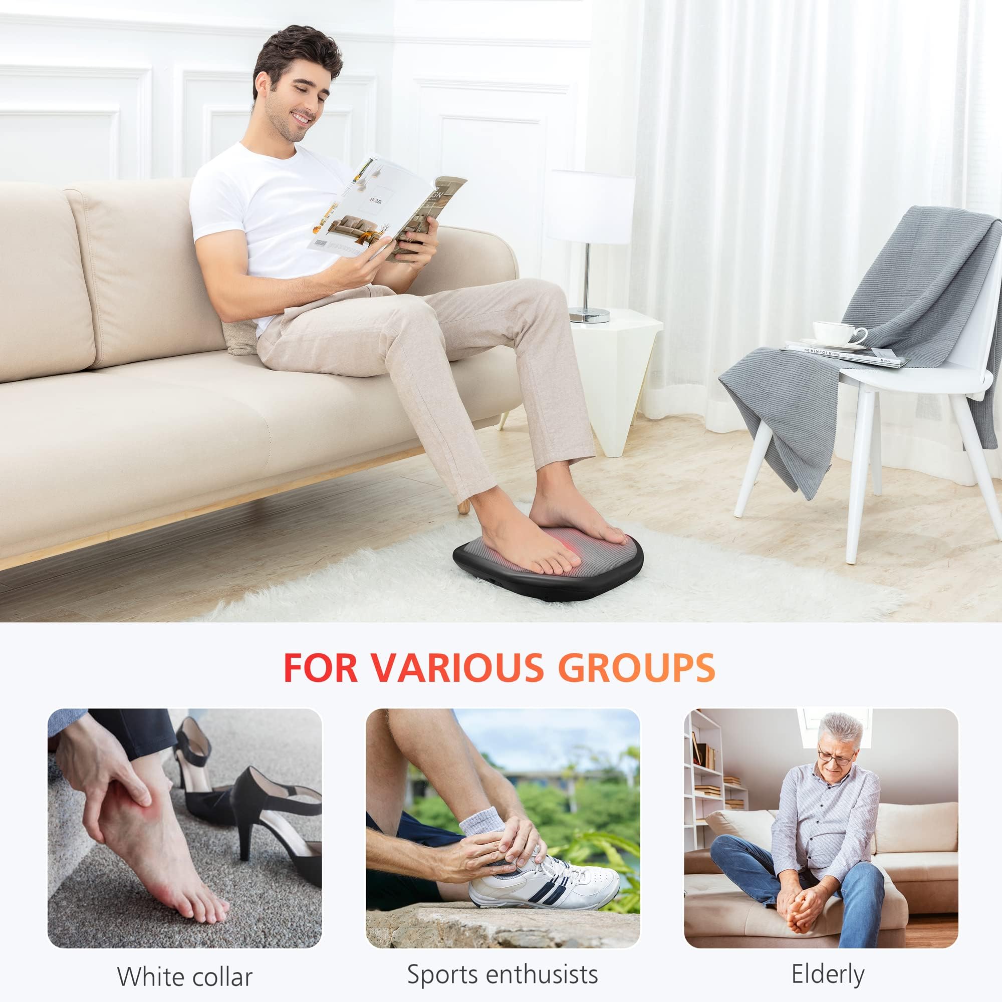 COMFIER Shiatsu Foot Massager Machine with Heat - Heated Foot Warmer for Pain Relief, Plantar Fasciitis - Black - Very Good