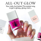Nails Inc Glowing Out, Glowing My Way, Pink, Shimmer, Glossy, No Chip, Long Lasting, Quick Dry, Air Dry, Professional Manicures & Pedicures, Fingernails & Toenails, Vegan Nail Polish, 14 ML