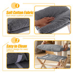 ASelected Folding Footstool - 40cm Wood X-Leg Ottoman with Removable Washable Dark Grey Cushion for Living Room Bedroom - Damaged Box