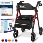VOCIC Rollator Walker with Seat - Brakes & Bag - Foldable Walking Aid - Adjustable Height - Lightweight - Purple - Like New