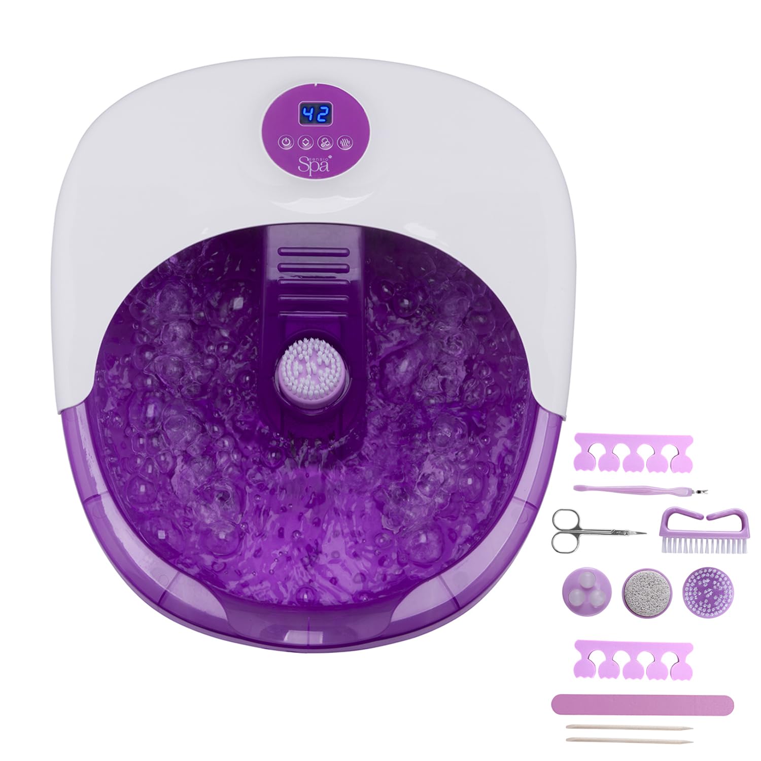 Sensio Spa Luxury Heated Foot Spa Massager - Digital Temperature Control, Bubble Bath, 4 Rollers, Pedicure Set