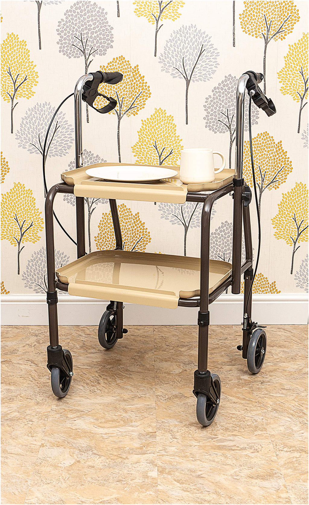 Aidapt Strolley Trolley - Height Adjustable, Removable Trays, Brakes - Mobility Aid, Dinner, Tea, Meals - Very Good