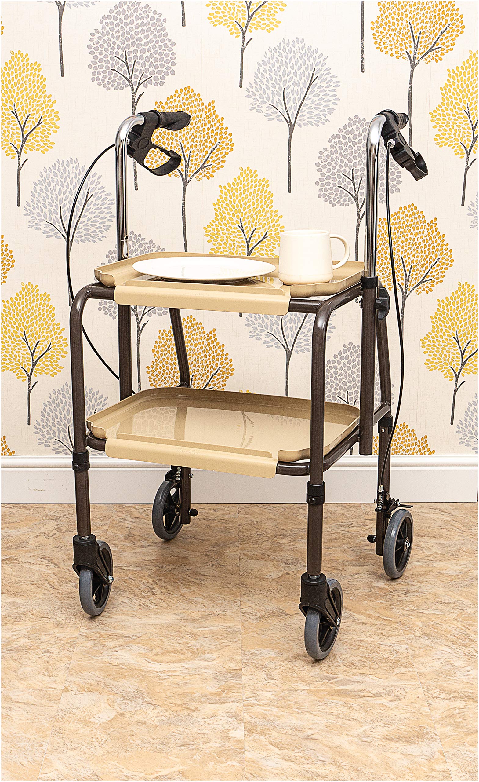 Aidapt Strolley Trolley - Height Adjustable, Removable Trays, Brakes - Mobility Aid, Dinner, Tea, Meals - Very Good