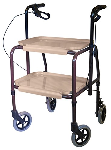 Aidapt Strolley Trolley - Height Adjustable, Removable Trays, Brakes - Mobility Aid, Dinner, Tea, Meals - Very Good