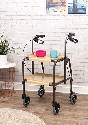 Aidapt Strolley Trolley - Height Adjustable, Removable Trays, Brakes - Mobility Aid, Dinner, Tea, Meals - Very Good