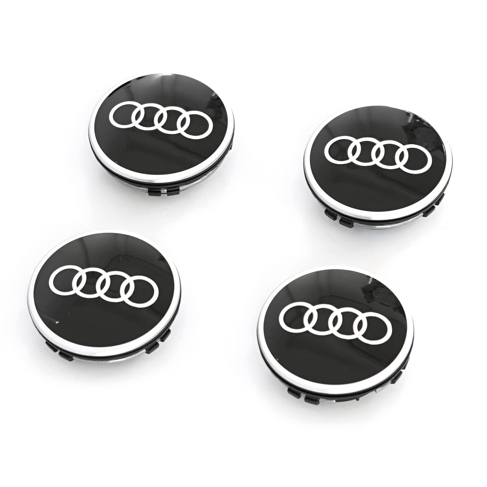 Audi Dynamic Wheel Centre Caps - Black/Silver - Set of 4 - Part No. 4M8071006A