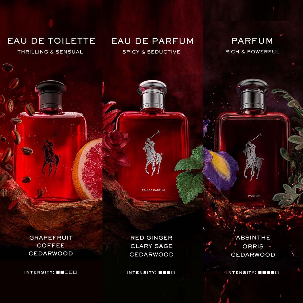 Ralph Lauren Polo Red Eau de Toilette Spray for Men 125ml - Fresh Woody Spicy Aftershave with Saffron, Grapefruit, Redwood