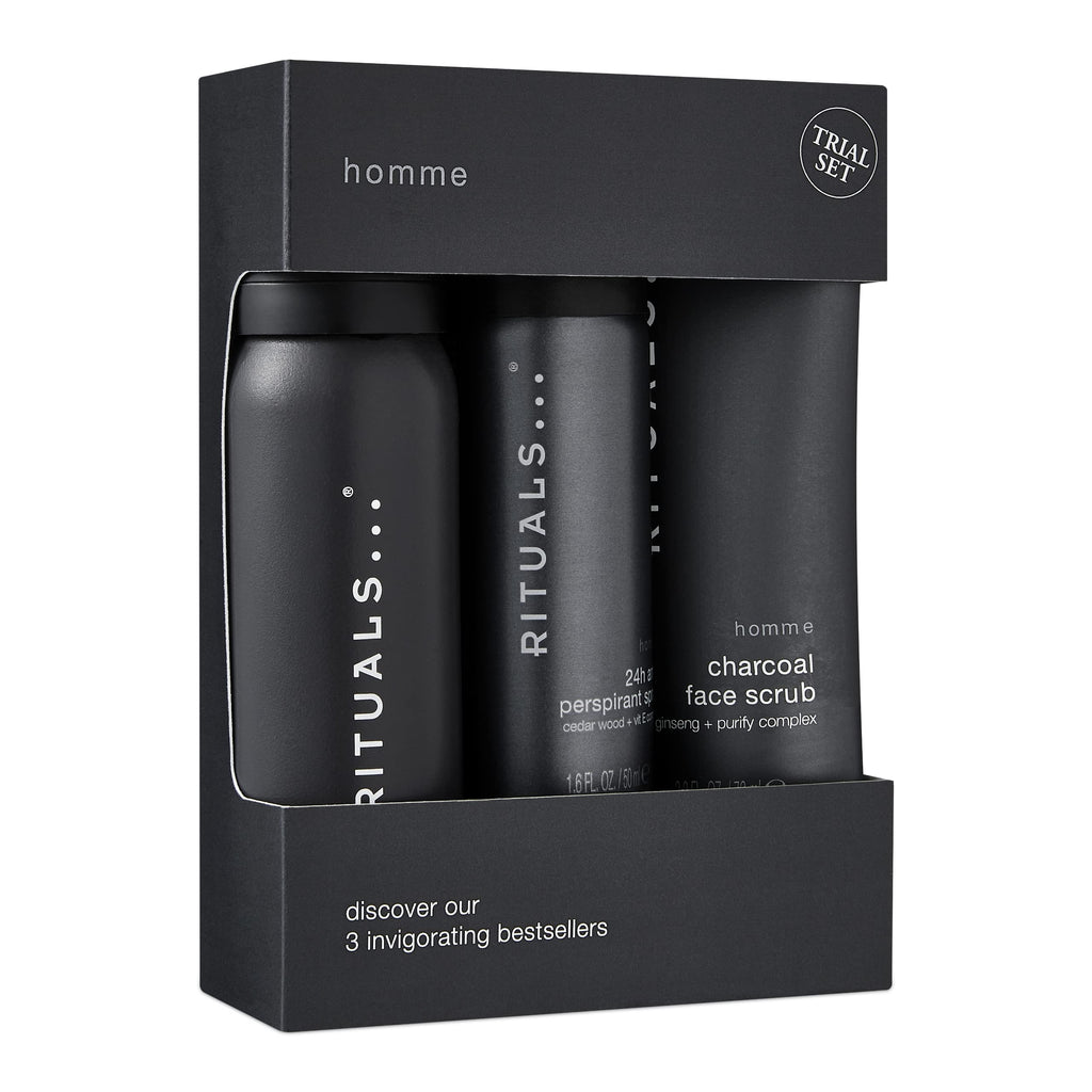 Rituals Homme Trial Set for Men - 3 Piece Travel Size Grooming Kit - Everyday Use Toiletry Gift Set - Damaged Box