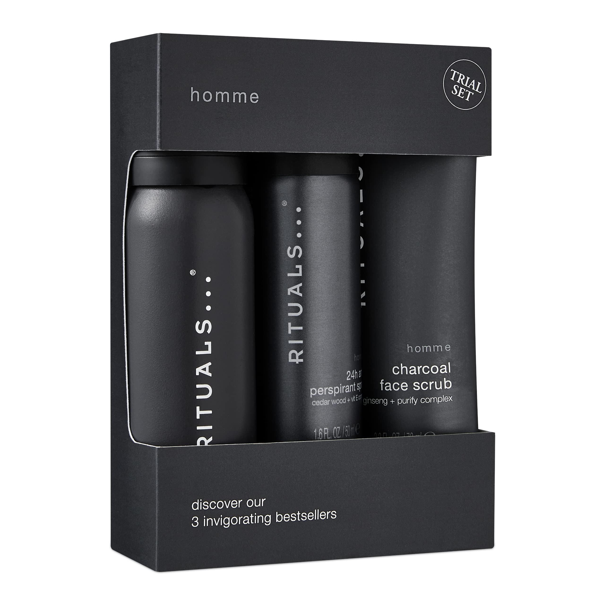 Rituals Homme Trial Set for Men - 3 Piece Travel Size Grooming Kit - Everyday Use Toiletry Gift Set - Damaged Box