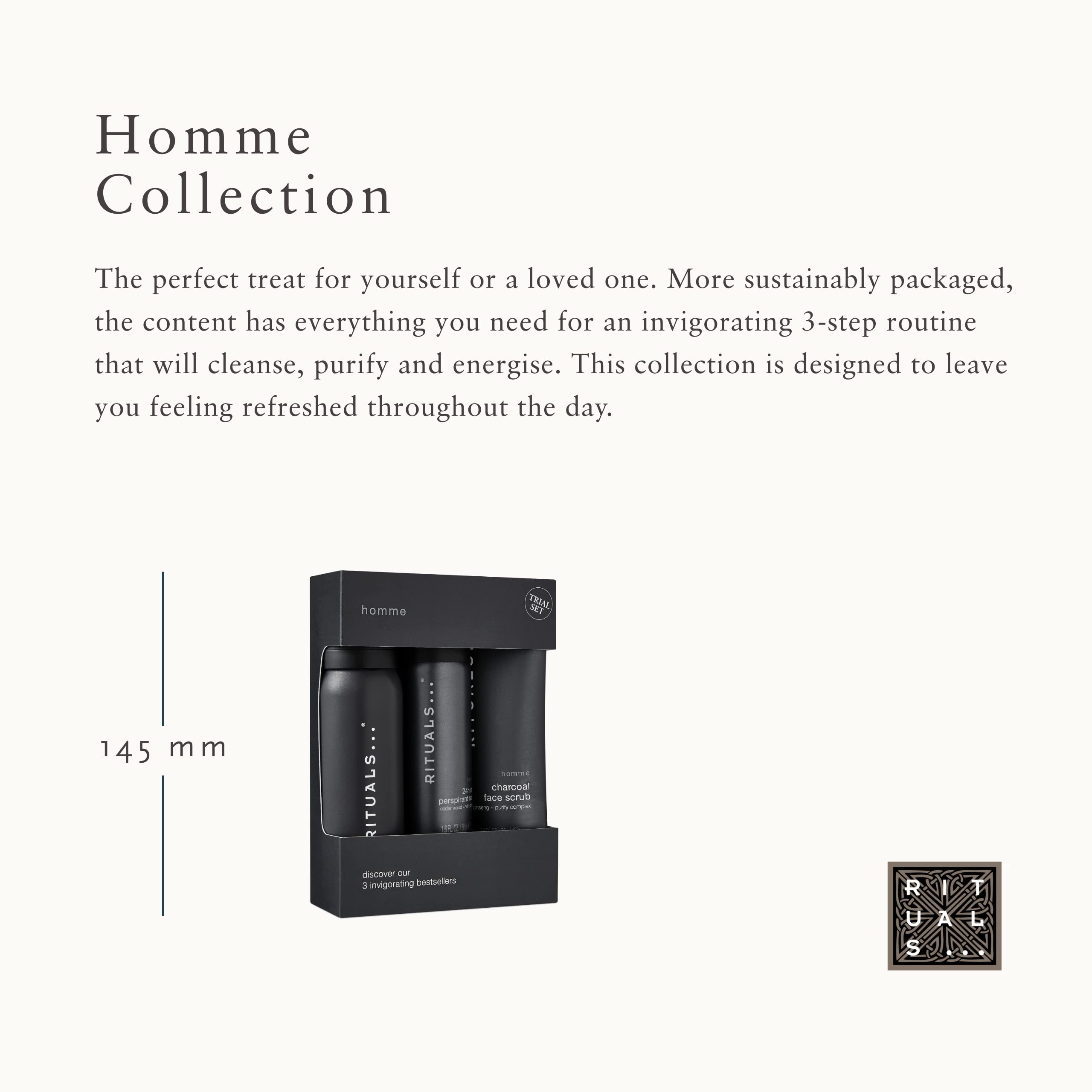 Rituals Homme Trial Set for Men - 3 Piece Travel Size Grooming Kit - Everyday Use Toiletry Gift Set - Damaged Box