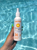 Calypso Once A Day Sun Protection Spray SPF30 | 8 Hours Sun Protection | Non Greasy | Water Resistant | 200ml, Transparent,package may vary