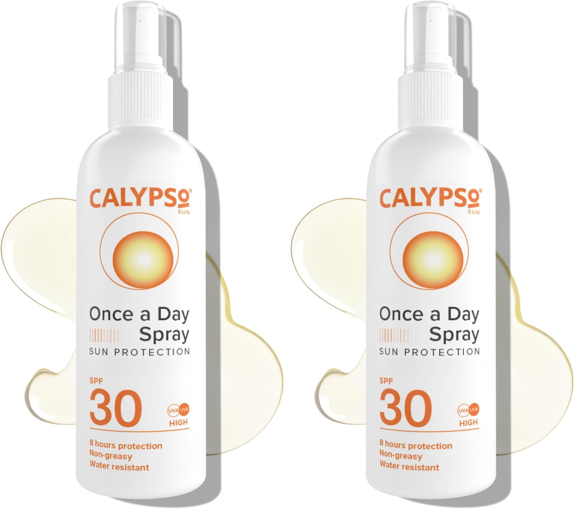Calypso Once A Day Sun Protection Spray SPF30 | 8 Hours Sun Protection | Non Greasy | Water Resistant | 200ml, Transparent,package may vary