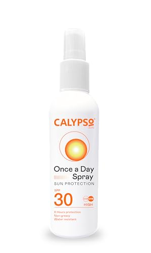 Calypso Once A Day Sun Protection Spray SPF30 | 8 Hours Sun Protection | Non Greasy | Water Resistant | 200ml, Transparent,package may vary