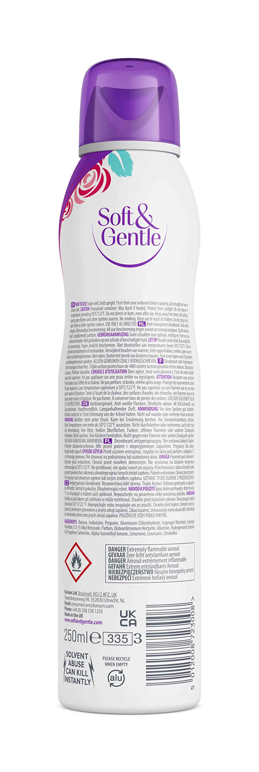 Soft & Gentle Fresh Blossom Antiperspirant Deodorant Spray, 250ml