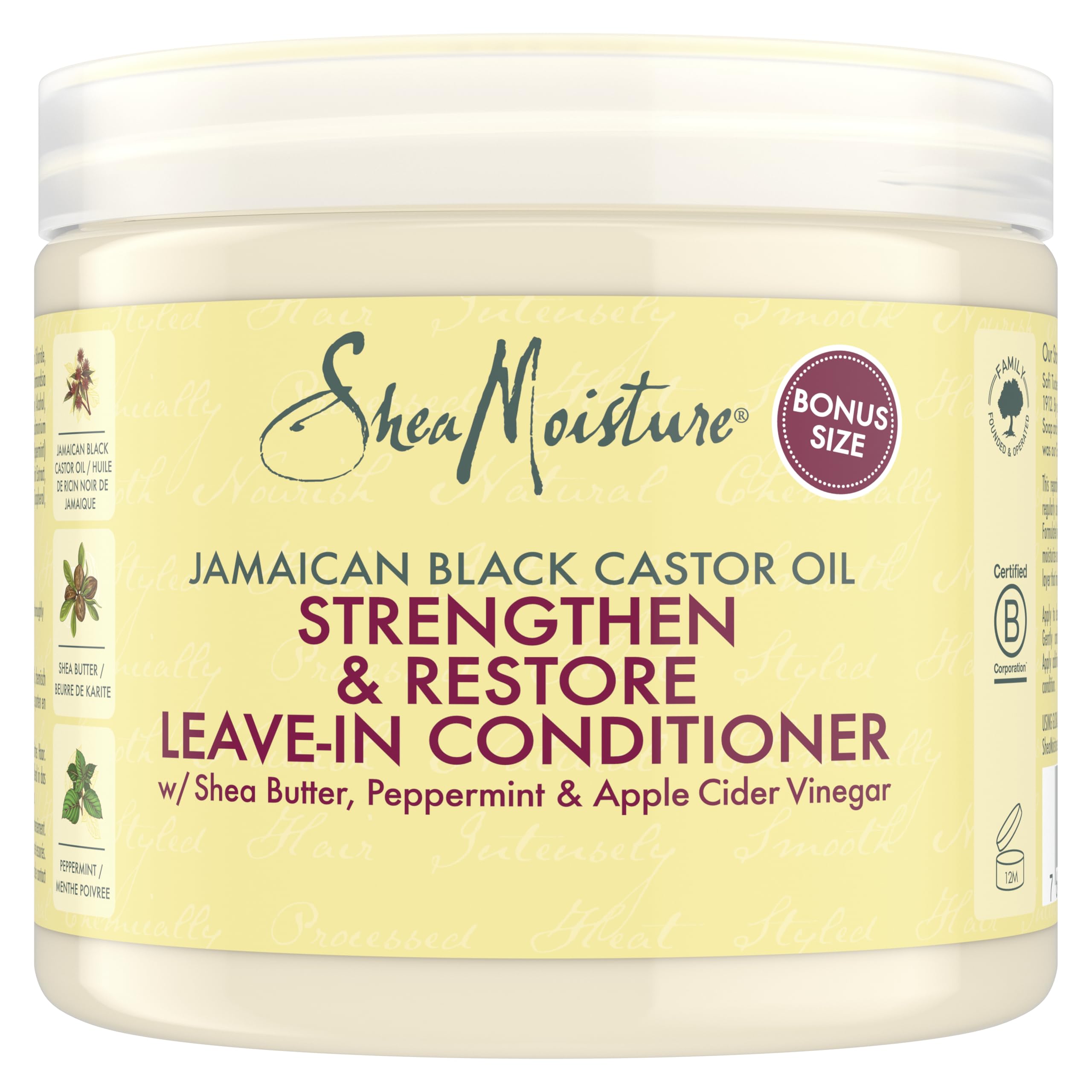 SheaMoisture Jamaican Black Castor Oil Leave-In Conditioner - Sulphate-Free, Shea Butter, Peppermint - 431ml