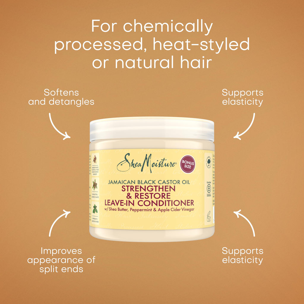 SheaMoisture Jamaican Black Castor Oil Leave-In Conditioner - Sulphate-Free, Shea Butter, Peppermint - 431ml