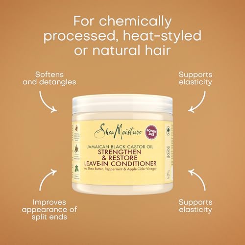 SheaMoisture Jamaican Black Castor Oil Leave-In Conditioner - Sulphate-Free, Shea Butter, Peppermint - 431ml