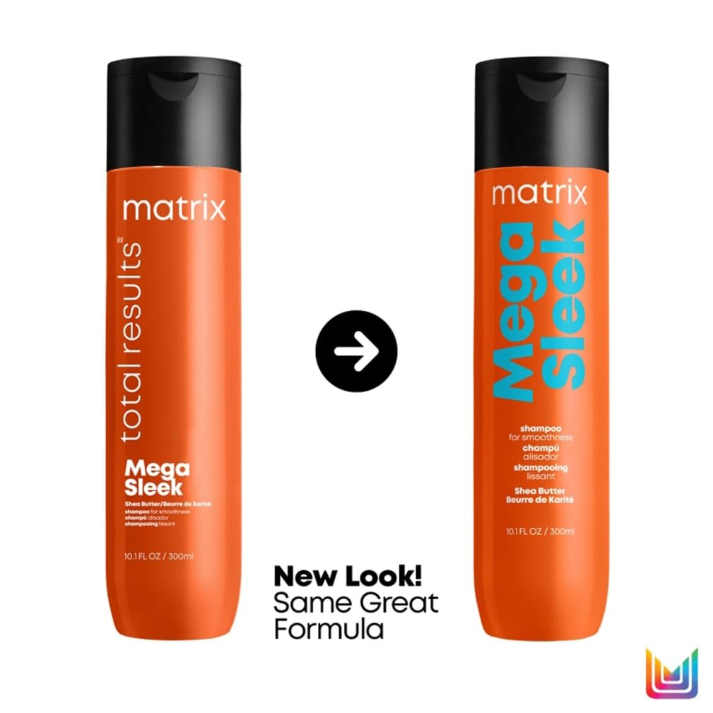 MATRIX Total Results Mega Sleek Smoothing Shampoo - Shea Butter, Frizz Control, 300ml for Coarse Unruly Hair