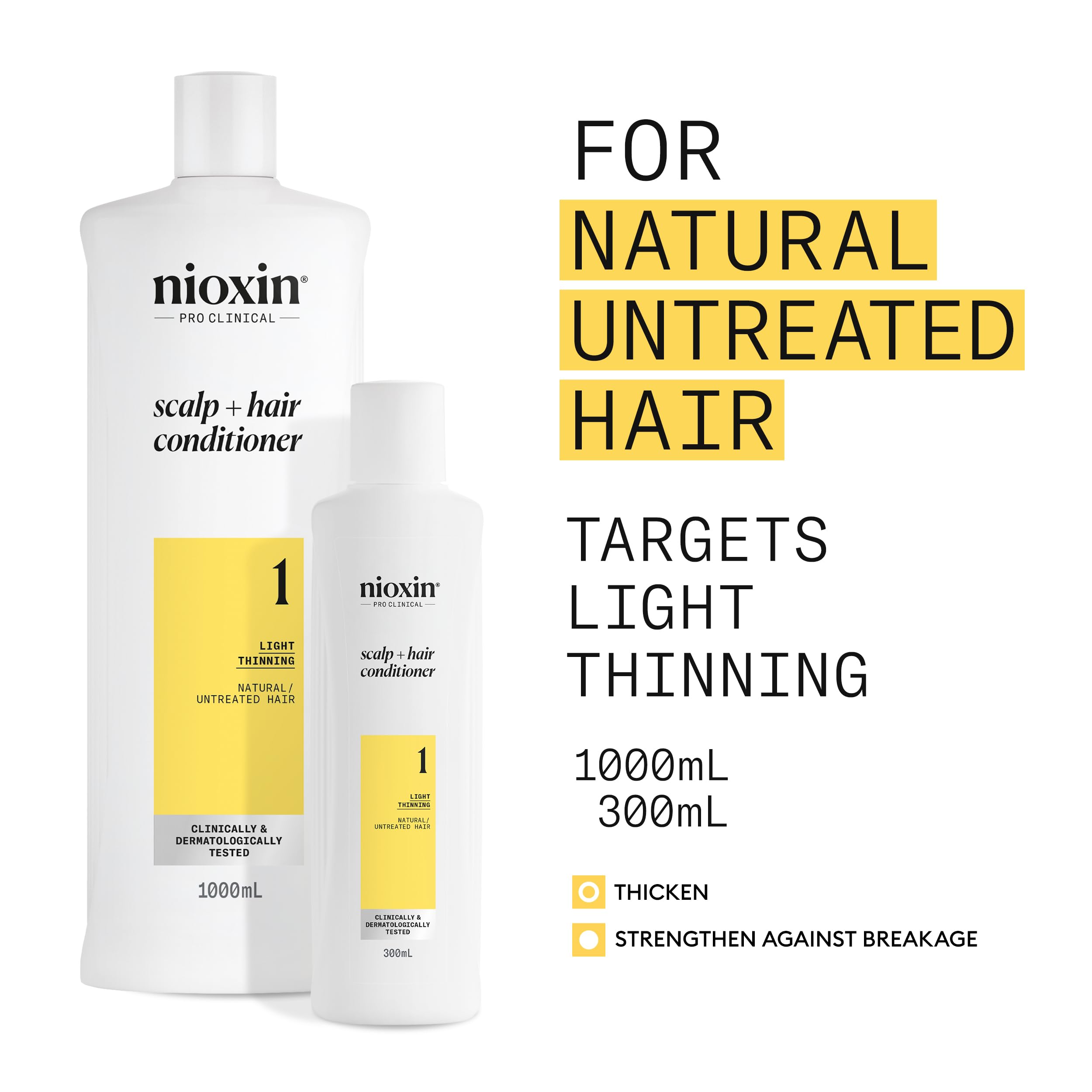 Nioxin System 1 Scalp + Hair Conditioner - Hair Thickening Conditioner for Natural Hair with Light Thinning - with Niacinamide (300ml)