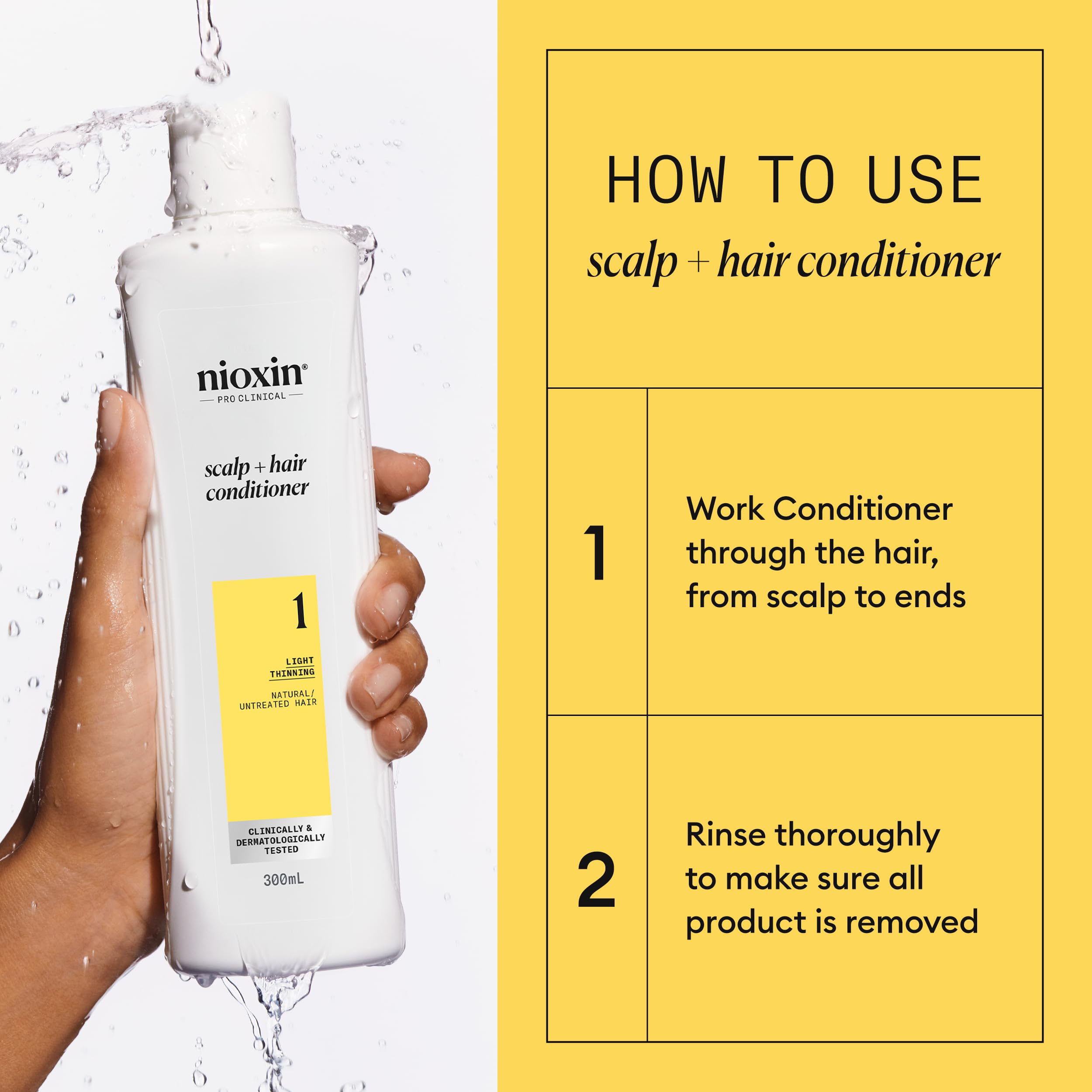 Nioxin System 1 Scalp + Hair Conditioner - Hair Thickening Conditioner for Natural Hair with Light Thinning - with Niacinamide (300ml)