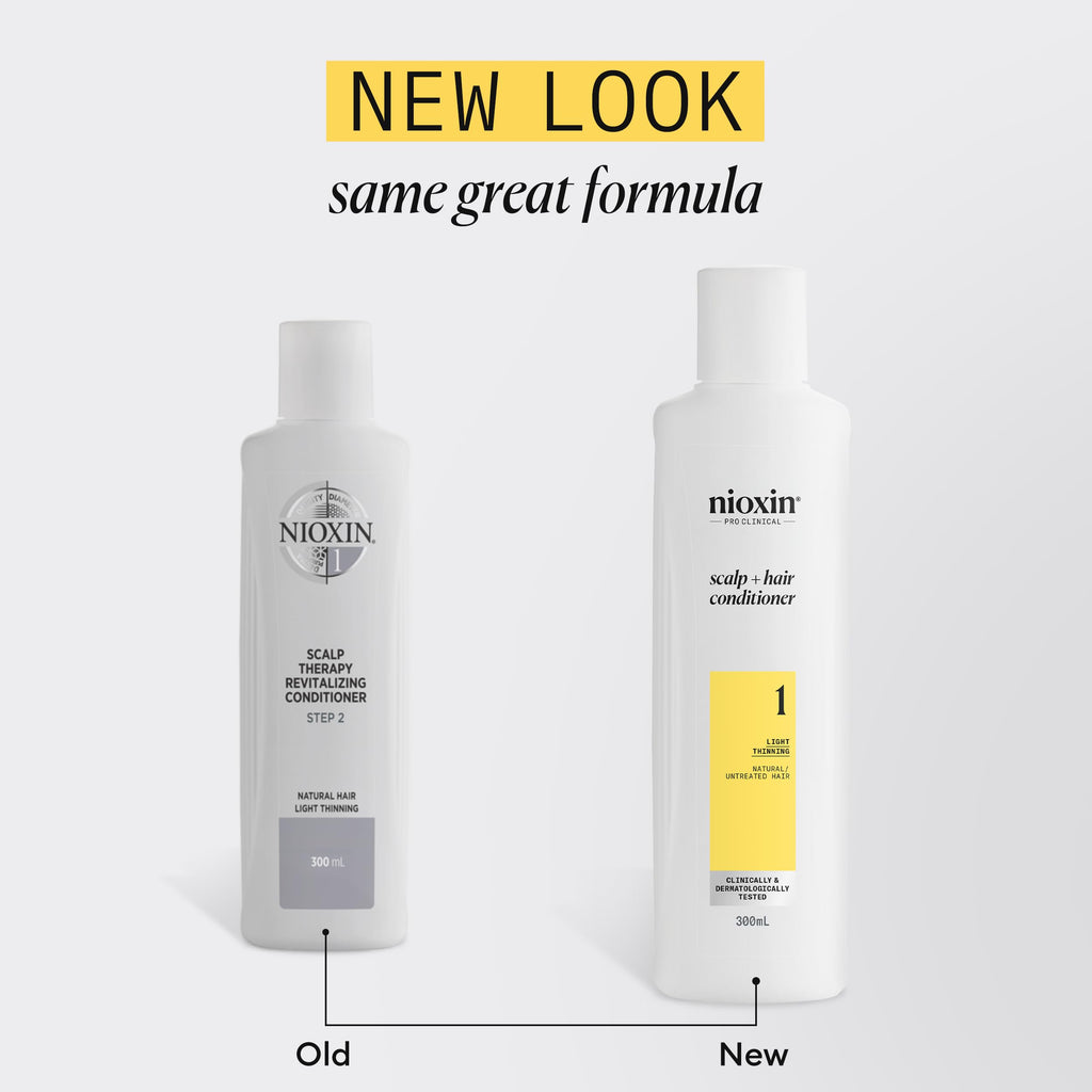 Nioxin System 1 Scalp + Hair Conditioner - Hair Thickening Conditioner for Natural Hair with Light Thinning - with Niacinamide (300ml)