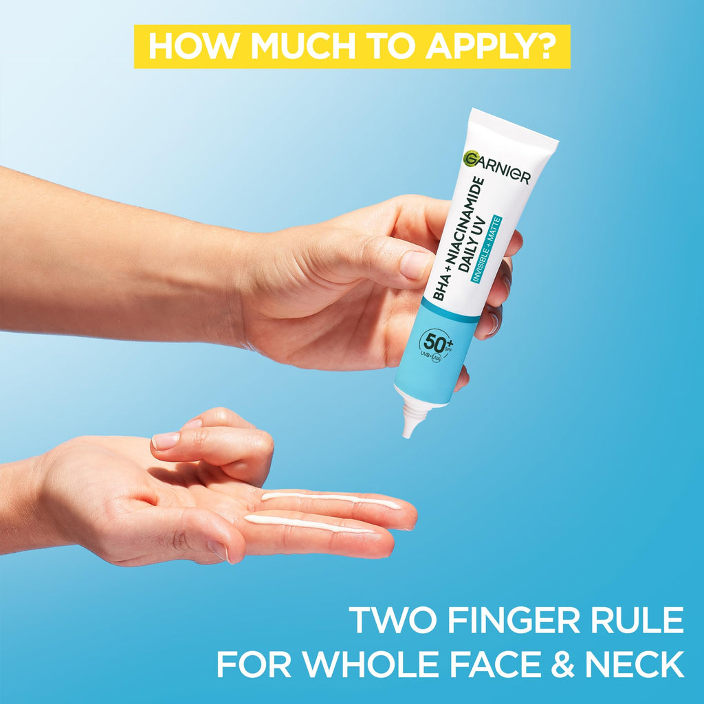 Garnier Pure Active SPF50 Anti-Imperfection Invisible Fluid Sunscreen 40ml - BHA + Niacinamide Daily UV