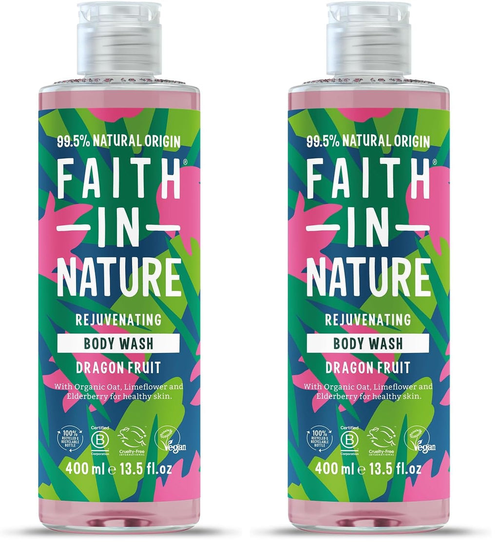 Faith In Nature Natural Dragon Fruit Body Wash, Rejuvenating Shower Gel, Vegan and Cruelty Free, No SLS or Parabens, 400 ml