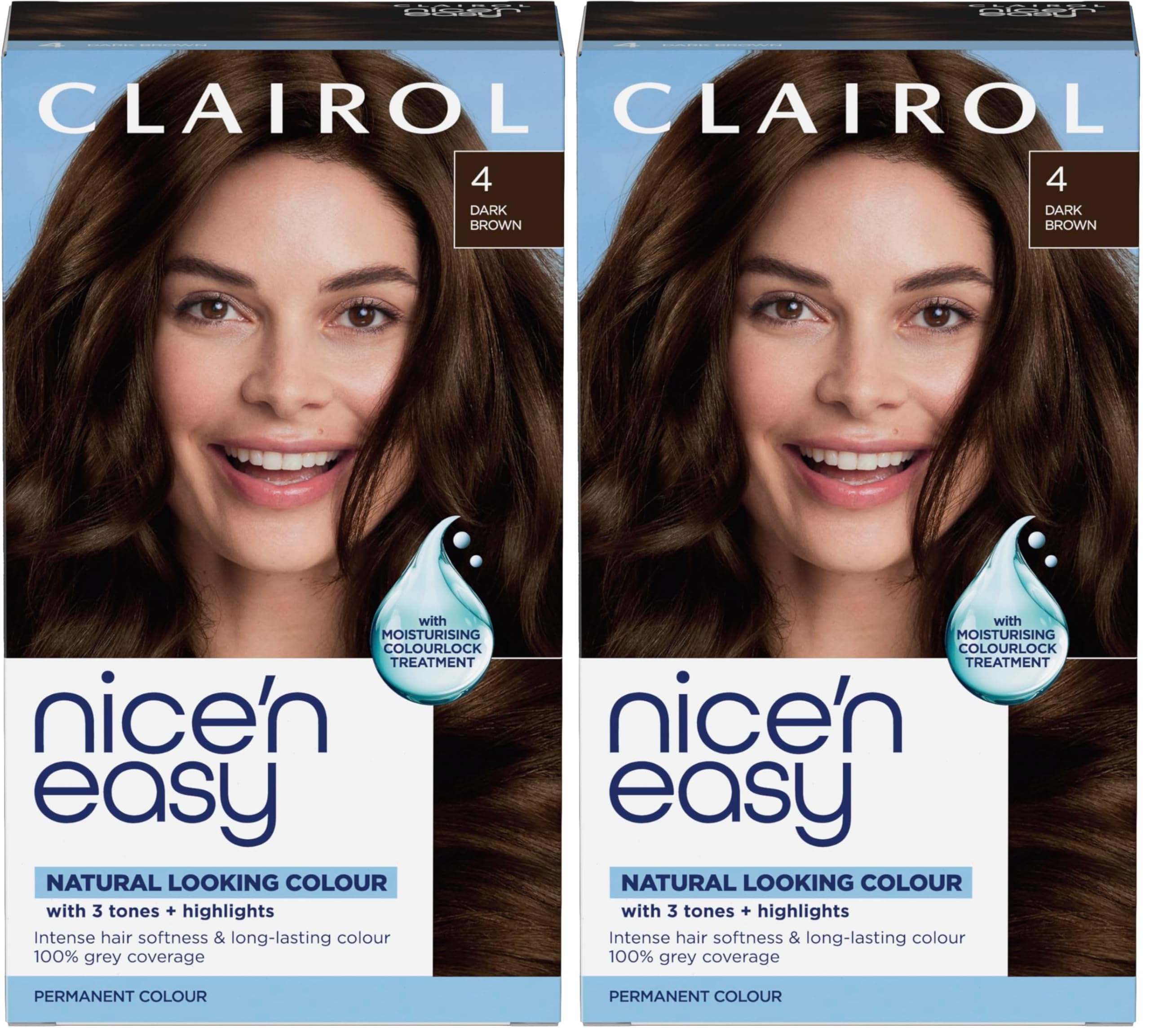 CLAIROL NICE'N EASY CR`EME PERMANENT HAIR DYE - 4 DARK BROWN - Damaged Box