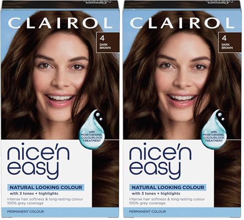 CLAIROL NICE'N EASY CR`EME PERMANENT HAIR DYE - 4 DARK BROWN - Damaged Box