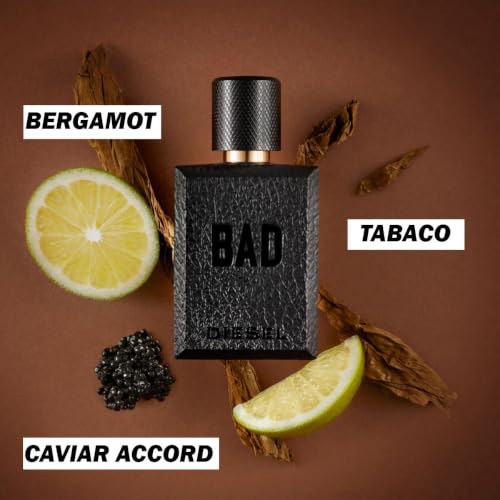 Diesel BAD Eau de Toilette for Men 100ml – Woody Tobacco Caviar Bergamot Seductive Fragrance