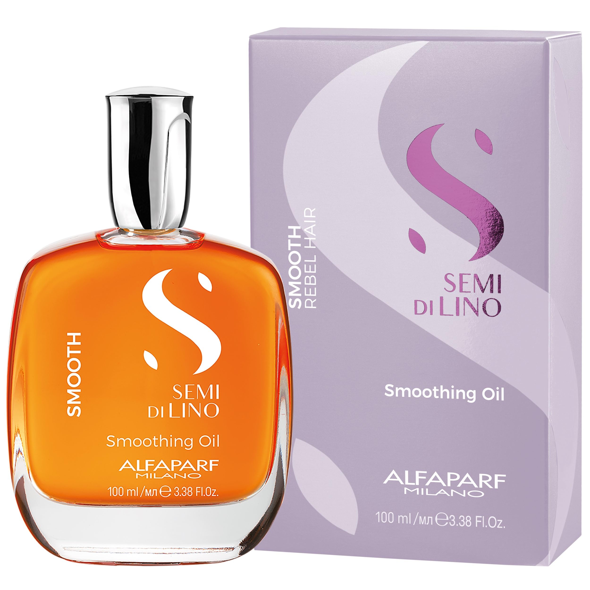 Alfaparf Milano Semi di Lino Smoothing Oil - Hydrating Hair Oil for Frizzy Hair - Enhances Brightness and Protects from Heat - 3.3 oz - Damaged Box