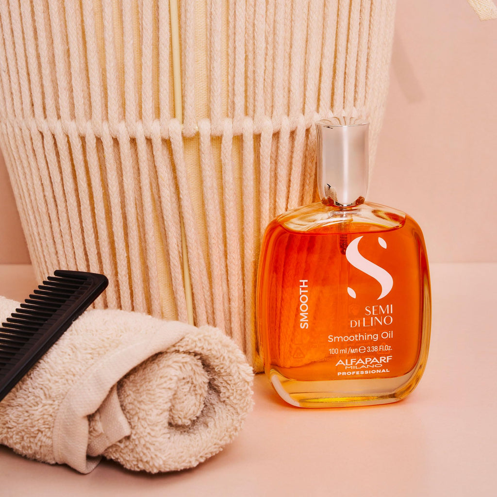 Alfaparf Milano Semi di Lino Smoothing Oil - Hydrating Hair Oil for Frizzy Hair - Enhances Brightness and Protects from Heat - 3.3 oz - Damaged Box