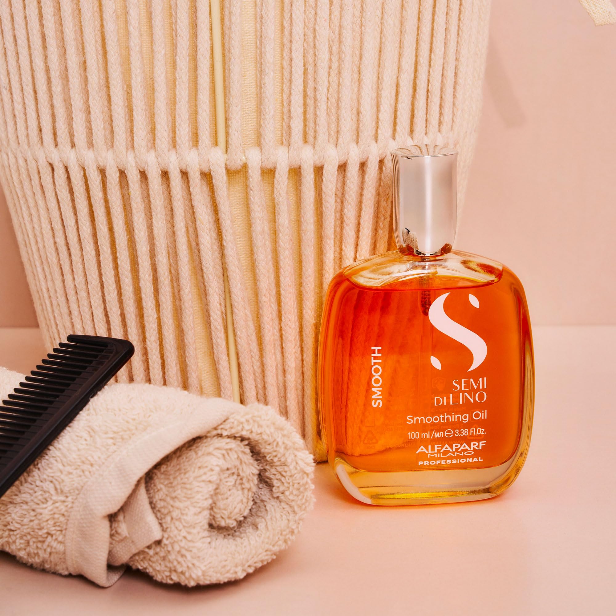 Alfaparf Milano Semi di Lino Smoothing Oil - Hydrating Hair Oil for Frizzy Hair - Enhances Brightness and Protects from Heat - 3.3 oz - Damaged Box