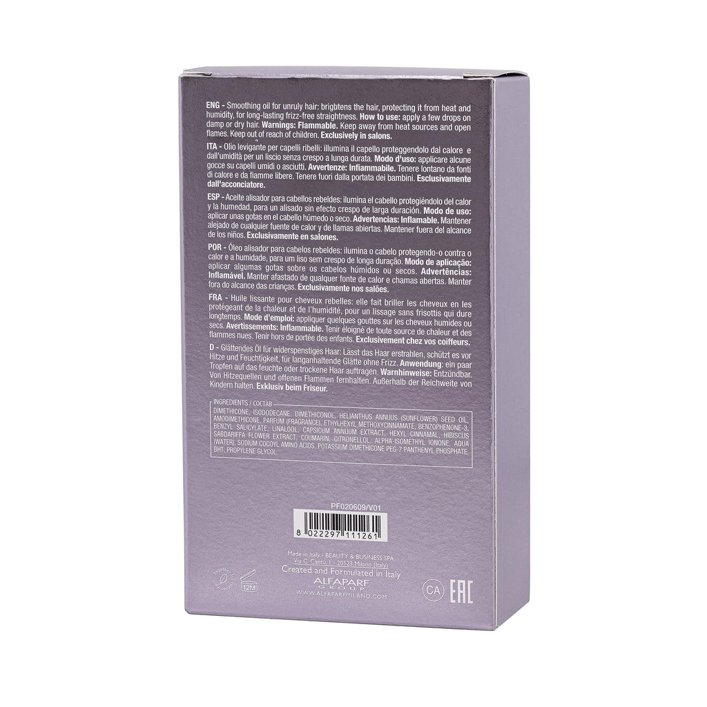 Alfaparf Milano Semi di Lino Smoothing Oil - Hydrating Hair Oil for Frizzy Hair - Enhances Brightness and Protects from Heat - 3.3 oz - Damaged Box