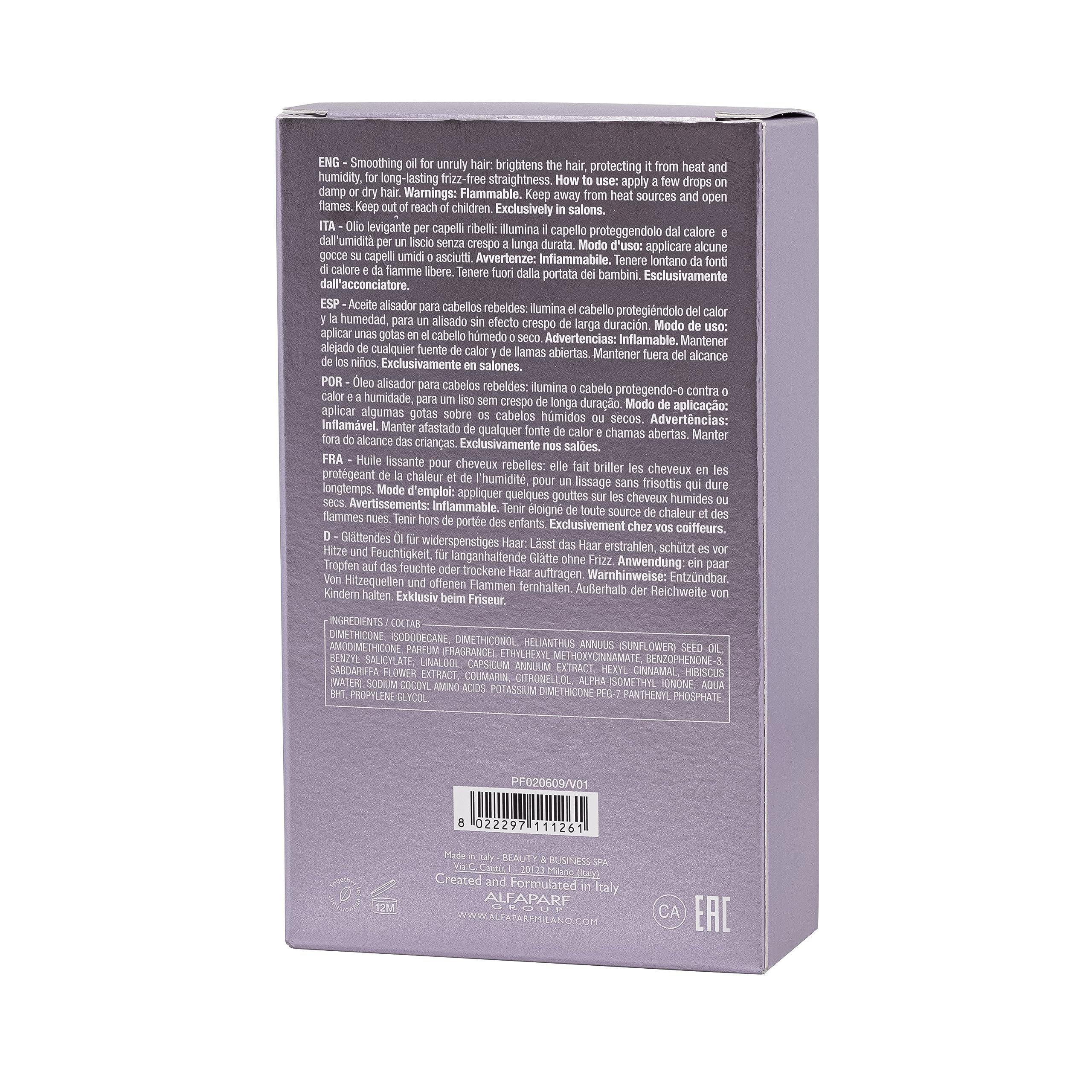 Alfaparf Milano Semi di Lino Smoothing Oil - Hydrating Hair Oil for Frizzy Hair - Enhances Brightness and Protects from Heat - 3.3 oz - Damaged Box