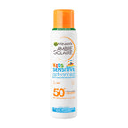 Garnier Ambre Solaire Sun Cream SPF 50+ Sensitive Advanced Kids Anti-Sand Sun Protection Mist Spray, Very High Protection UVA & UVB, Water Resistant, For Face & Body, Cruelty Free 150ml - Damaged Box