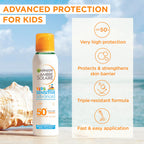 Garnier Ambre Solaire Sun Cream SPF 50+ Sensitive Advanced Kids Anti-Sand Sun Protection Mist Spray, Very High Protection UVA & UVB, Water Resistant, For Face & Body, Cruelty Free 150ml - Damaged Box