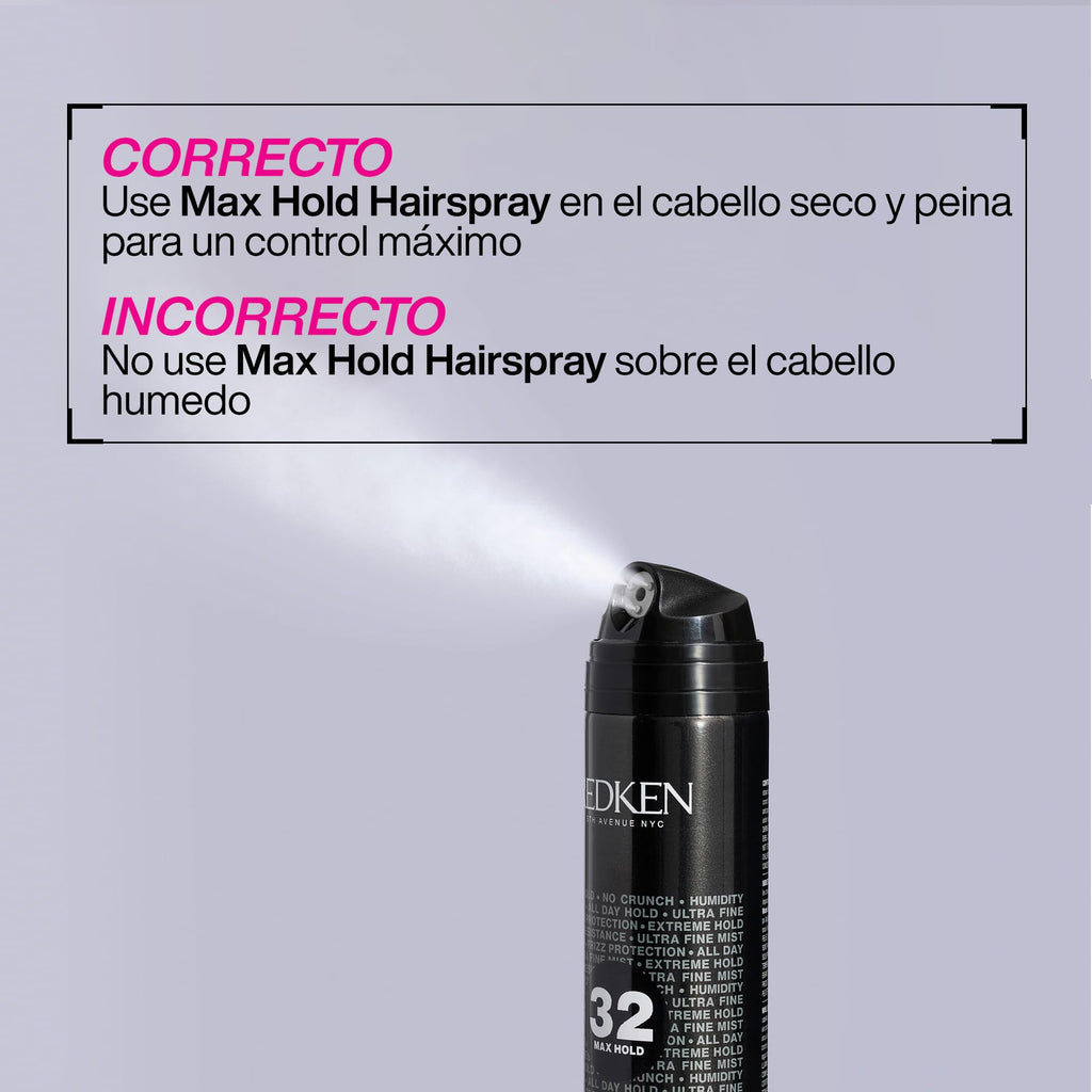 REDKEN Max Hold, Hairspray for Sleek, Smooth Hair with Long-Lasting Lift and Control, No Stiffness or Crunch, 300ml - Damaged Box