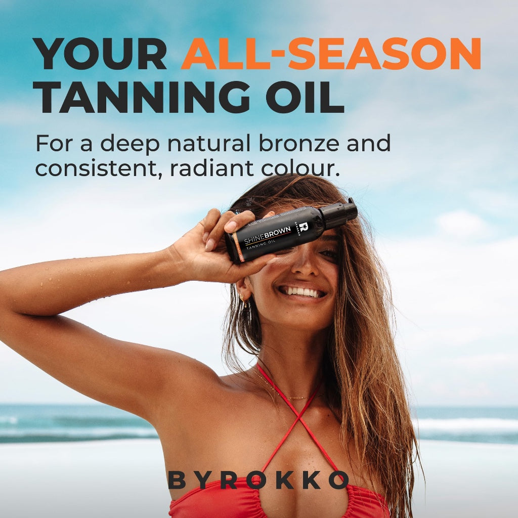 BYROKKO Shine Brown Tanning Oil 150ml - Sunbed Tanning Accelerator Lotion - Fast Bronzer for Deep Glow - Damaged Box