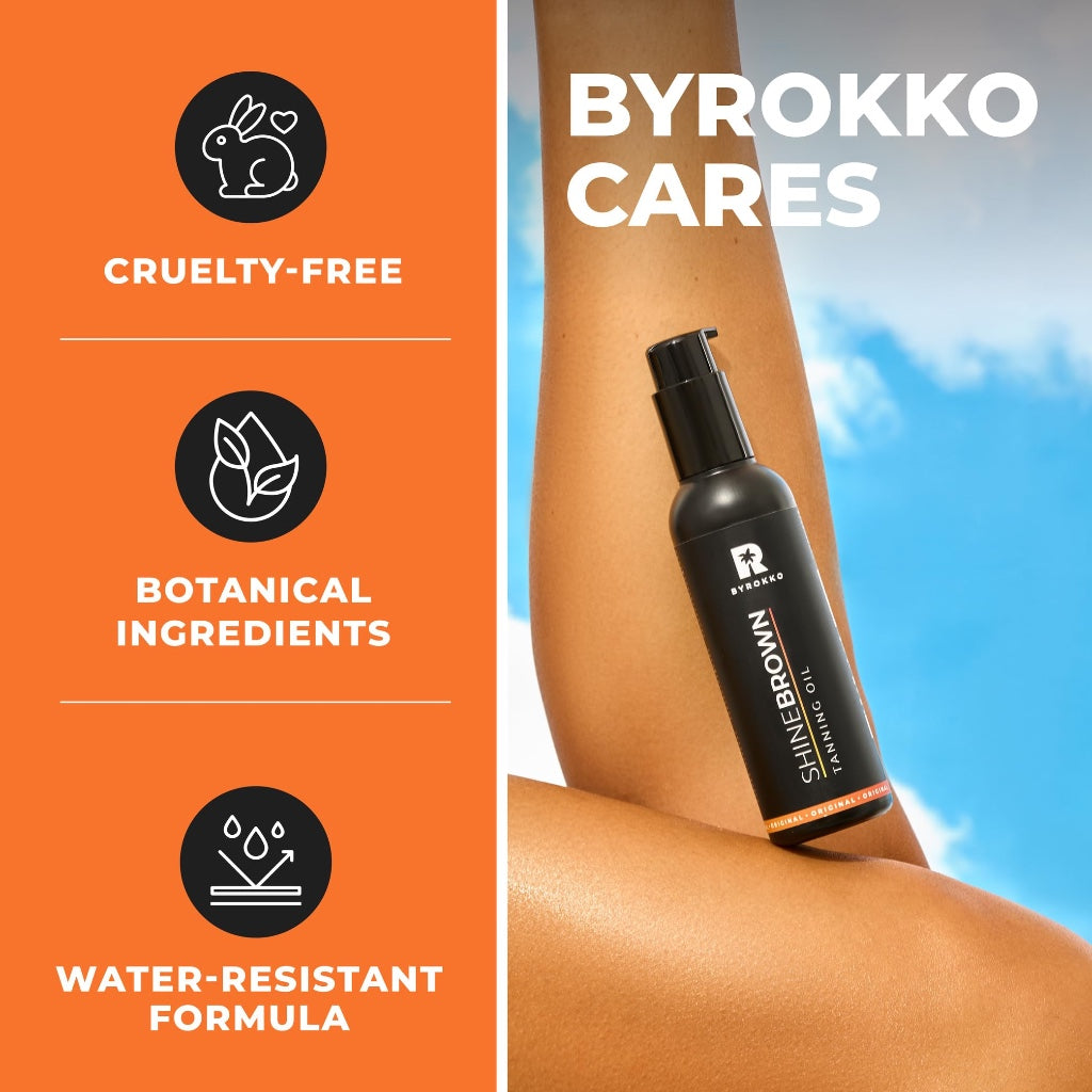 BYROKKO Shine Brown Tanning Oil 150ml - Sunbed Tanning Accelerator Lotion - Fast Bronzer for Deep Glow - Damaged Box