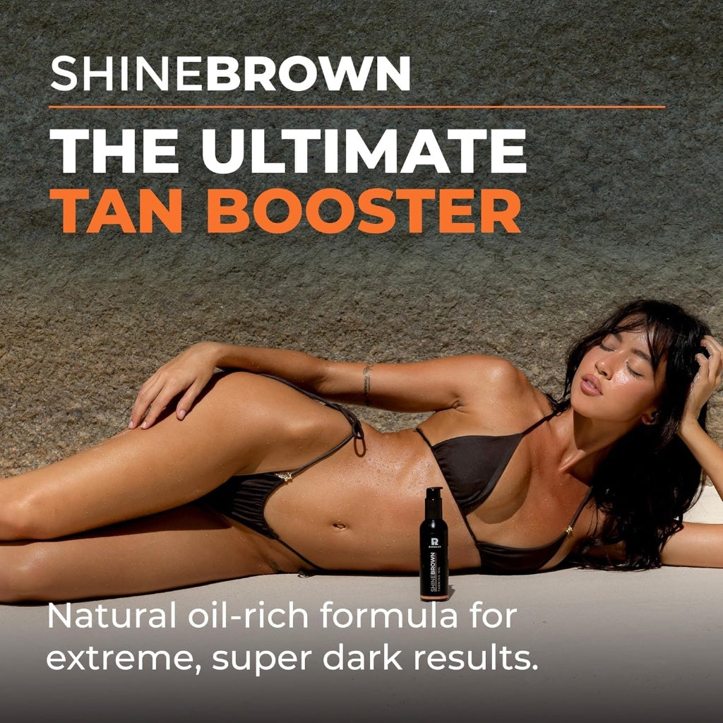 BYROKKO Shine Brown Tanning Oil 150ml - Sunbed Tanning Accelerator Lotion - Fast Bronzer for Deep Glow - Damaged Box