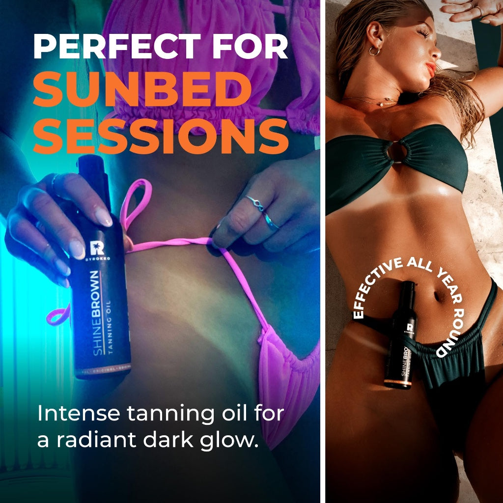 BYROKKO Shine Brown Tanning Oil 150ml - Sunbed Tanning Accelerator Lotion - Fast Bronzer for Deep Glow - Damaged Box
