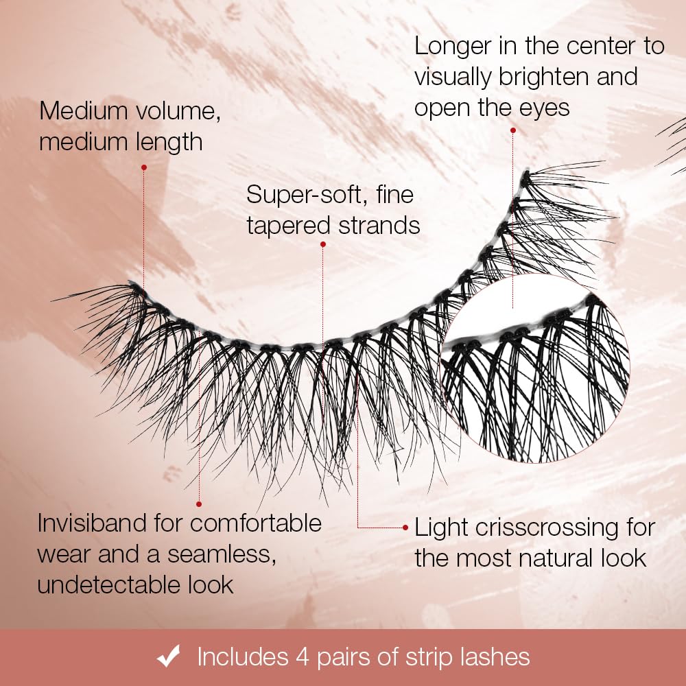 Ardell False Eyelashes Naked Lash 421 4 Pack Multipack Black Subtle Volume And Length Beautiful Soft Lightweight Lashes Super Soft Comfortable Invisiband Mid-Length Vegan-Friendly Eyelashes - Damaged Box
