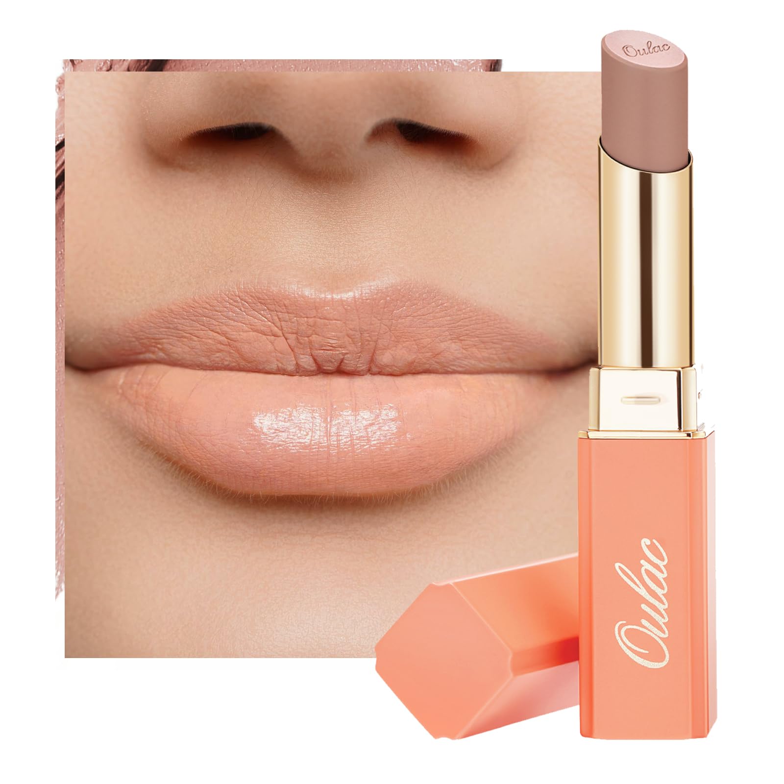Oulac Satin Matte Nude Lipstick - Long Lasting Lip SG02 Bodylicious Stick, Intense Color with Smooth Creamy Texture Lip Colour, Moisturizing & Weightless Formula Lip Makeup, Vegan, 4.3g, SG02 Bodylicious - BBE 12/2029