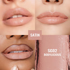 Oulac Satin Matte Nude Lipstick - Long Lasting Lip SG02 Bodylicious Stick, Intense Color with Smooth Creamy Texture Lip Colour, Moisturizing & Weightless Formula Lip Makeup, Vegan, 4.3g, SG02 Bodylicious - BBE 12/2029