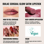 Oulac Satin Matte Nude Lipstick - Long Lasting Lip SG02 Bodylicious Stick, Intense Color with Smooth Creamy Texture Lip Colour, Moisturizing & Weightless Formula Lip Makeup, Vegan, 4.3g, SG02 Bodylicious - BBE 12/2029
