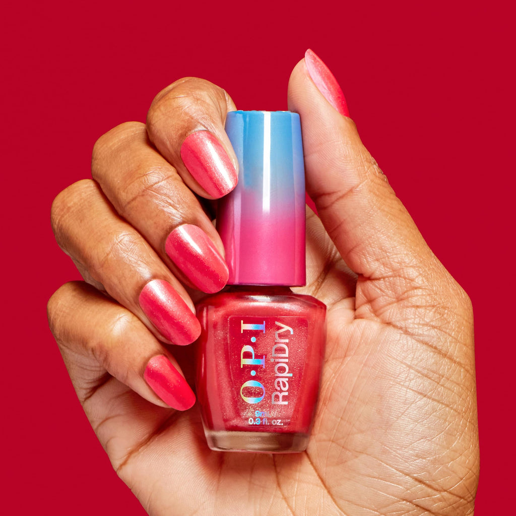 OPI RapiDryTM Quick-Dry Lacquer - Fuego On-the-Go Red Nail Polish - Vegan, Fast Drying & Smudge-proof in 60 Seconds (9ml)