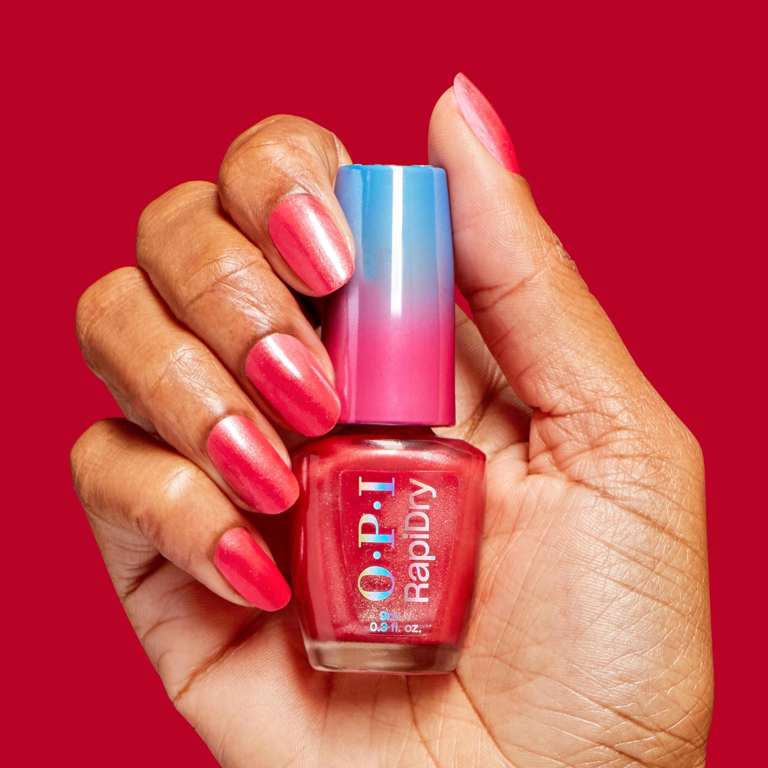 OPI RapiDryTM Quick-Dry Lacquer - Fuego On-the-Go Red Nail Polish - Vegan, Fast Drying & Smudge-proof in 60 Seconds (9ml)